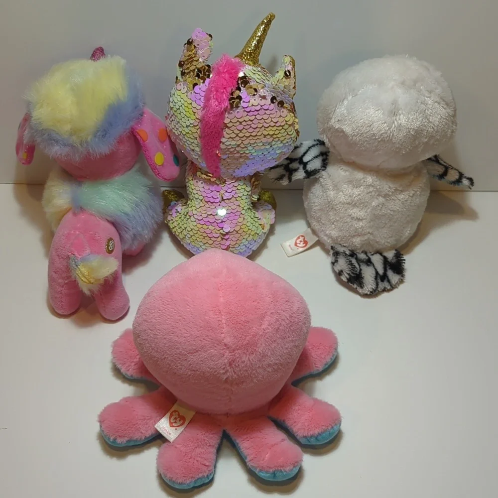 TY Owl Octopus Mini Boos Fantasia Unicorn Coco Surprise Noodle Unicorn Poodle